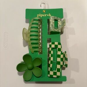 Piper K St. Patrick’s Day green themed assorted hair claw clips / NEW packaging